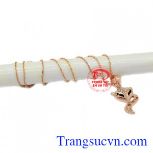 Bộ dây chuyền hồ ly vàng 10k tinh tế, bảo hành 6 tháng.