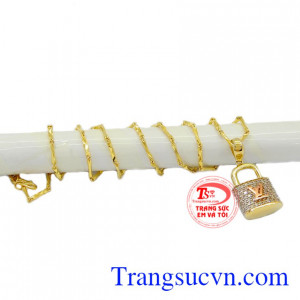 Bộ dây chuyền ổ khóa vàng 10k chất lượng, bảo hành 6 tháng.