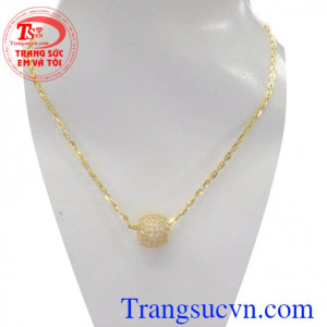 Bộ dây chuyền vàng bi dành cho nữ vàn 10k viên bi kết đá trắng,hình tròn,bán toàn quốc,bảo hành 6 tháng
