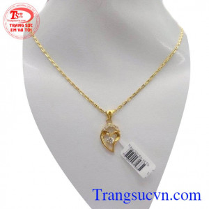 Bộ trang sức trái tim vàng 10k tinh xảo, thời trang