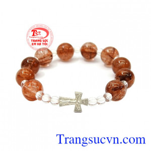 Chuỗi mân côi thạch anh tóc chất lượng cao, màu sắc đẹp