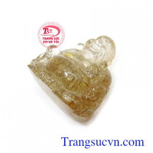 Di Lặc thạch anh tóc cát khí chạm khắc tinh xảo, sắc nét, chất lượng đá cao cấp