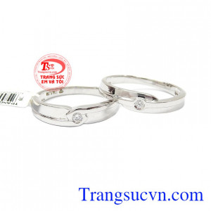 Đôi nhẫn cưới vàng 18k Ialia + kim cương được nhập khẩu từ Italy với kiểu dáng tinh tế, thời trang,Đôi nhẫn cưới vàng 18k Ialia + kim cương