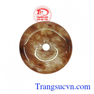 Đồng xu thạch anh tóc Phú Quý là sản phẩm thạch anh tóc thiên nhiên, sản phẩm có giấy kiểm định đá tự nhiên