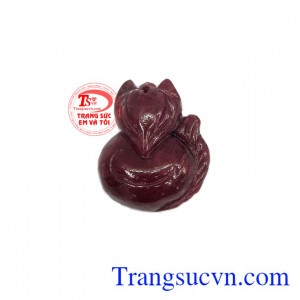 Hồ ly Ruby đôi lứa được chạm khắc từ đá Ruby thiên nhiên chất lượng cao có kiểm định