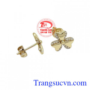 Hoa tai Cỏ 3 Lá Hàn Quốc vàng 10k, bảo hành 6 tháng, giao hàng nhanh trên toàn quốc