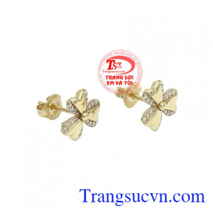 Hoa tai vàng tây dành cho nữ kiểu tinh tế, đeo hoa tai hợp thời trang