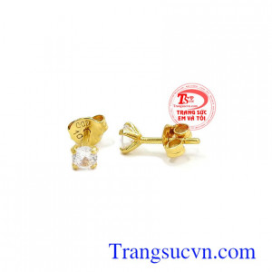 Hoa tai kim cương nhân tạo vàng 10k, bảo hành 6 tháng, giao hàng nhanh trên toàn quốc