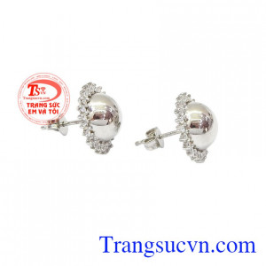 Hoa tai Ý 18k sáng bóng