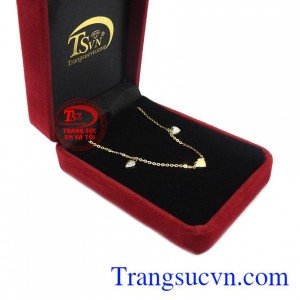 Lắc chân trái tim vàng 10k, bảo hành 6 tháng.