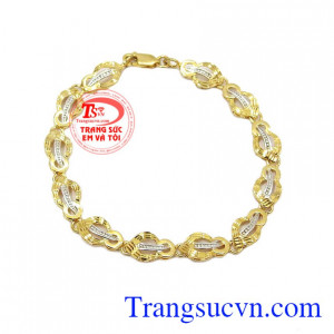 Lắc vàng kết hợp với vàng trắng kiểu dáng thời trang, lắc nữ vàng phù hợp làm quà tặng dành sinh nhật món quà ý nghĩa