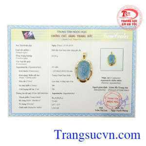 Mặt Chúa Aquamarine bọc vàng 14k.