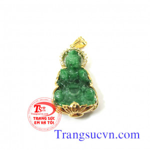 Mặt dây chuyền phật ngọc jadeite thiên nhiên dát vàng 18k