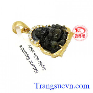 Mặt dây phật di lặc sapphire+vàng 10k đem lại niềm vui sự may mắn về tài lộc cho gia chủ.