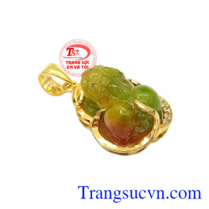 Tỳ hưu là linh vật có tác dụng giải trừ hung khí, chiêu tài lộc, thúc đẩy thăng quan tiến chức,Mặt dây tỳ hưu 14k bình an