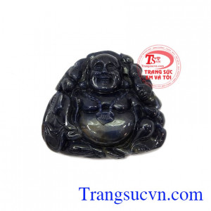 Mặt phật di lặc Sapphire cao cấp màu sắc đẹp, ánh xanh độc đáo, chạm khắc tinh xảo, sắc nét
