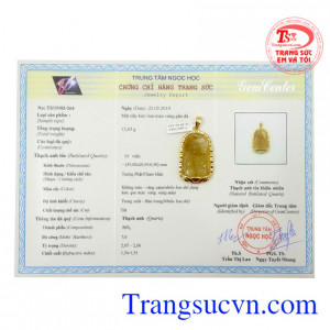 Mặt Phật tuổi Tuất- Hợi thạch anh tóc chất lượng.