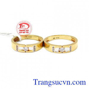 Nhẫn vàng 18k kết trái yêu thương, Nhẫn cưới vàng 18k,Nhẫn cưới vàng 18k tình yêu trọn vẹn