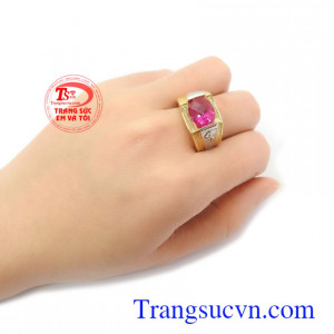 Nhẫn nam đá đỏ đẹp thương hiệu uy tín, chất lượng, chế tác theo yêu cầu
