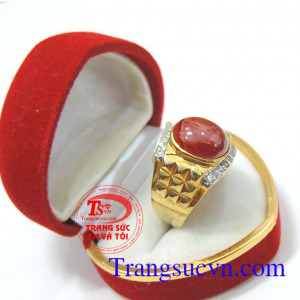 Nhẫn nam vàng tây đính đá phong cách