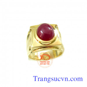 Nhẫn nam đá ruby thiên nhiên,vàng 18k dành cho nam đeo ruby bên mình luôn giữa được bình tĩnh,tâm hồn được bình an làm lành tránh ác,giúp thư thái mọi lúc