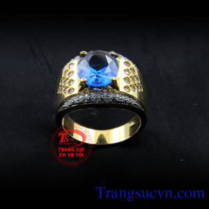Nhẫn nam đá topaz xanh