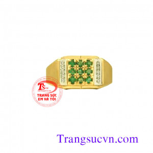 Nhẫn nam gắn đá kết emeral thiên nhiên