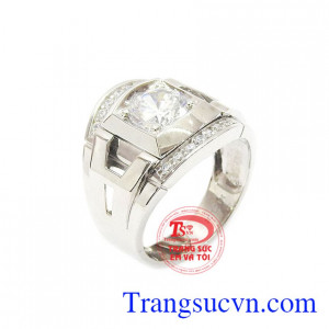 Nhẫn nam phong cách Korea vàng trắng 10k bền đẹp, chất lượng, kiểu dáng thời trang