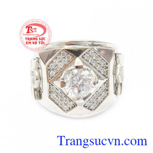 Nhẫn nam Korea được chế tác từ vàng 10k đính đá thời trang đính đá CZ giúp sản phẩm nổi bật và ấn tượng hơn