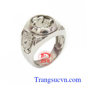 Nhẫn nam rồng bay vàng trắng mạnh mẽ, nhẫn nam vàng trắng giá chuẩn trên toàn quốc, nhẫn nam vàng 10k đẹp, nhẫn nam vàng trắng thiết kế theo công nghệ Italy sang trọng, đường nét tinh tế