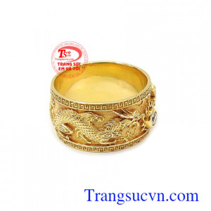 Nhẫn nam rồng vàng dành cho nam được vàng 14k, chế tác trên máy 3D, Nhẫn nam vàng tây