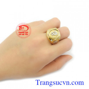 Nhẫn nam vàng 10k chạm rồng phong cách