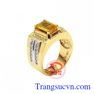 Nhẫn nam Sapphire quyền quý  chế tác từ vàng 14k công nghệ cao cấp