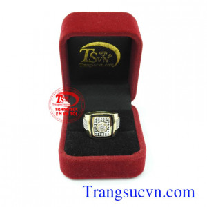 Nhẫn nam vàng tây thiết kế và chế tác tinh tế, đeo hợp thời trang và sang trọng dành cho nam, chiếc nhẫn vàng tây sáng bóng chất lượng vàng đảm bảo chất lượng