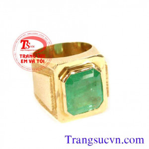 Nhẫn nam vàng gắn Emerald