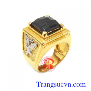 Nhẫn nam vàng tây gắn đá quý