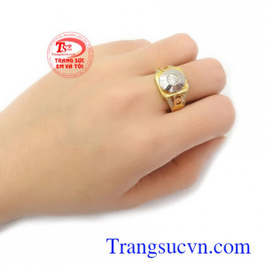 Nhẫn nam vàng, Đeo hợp thời trang, chất lượng vàng đảm đeo bền đẹp sáng bóng, tinh tế và sang trọng dành cho phái mạnh, nhẫn nam phù hợp đeo ngón giữa và ngón áp út