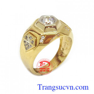 Nhẫn nam vàng tây mặt kim Đeo hợp thời trang, chất lượng vàng đảm đeo bền đẹp sáng bóng, tinh tế và sang trọng dành cho phái mạnh