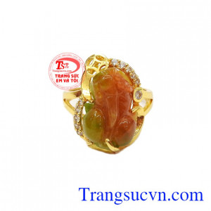 Sản phẩm hợp phong thủy mang đến cho người dùng sự may mắn, bình an và thịnh vượng,Nhẫn nữ 14k tỳ hưu hưng thịnh