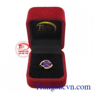 Nhẫn nữ thạch anh tím 18k