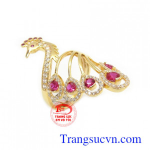 Nhẫn nữ vàng thời trang 10k chế tác hình chim công độc đáo, tinh tế và thời trang Nhẫn nữ vàng thời trang 10k