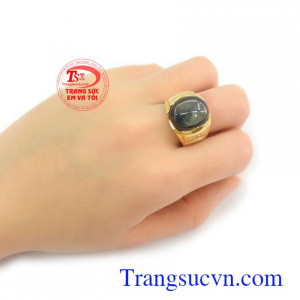 Nhẫn vàng Sapphire sao thiên nhiên có giấy kiểm định kèm theo