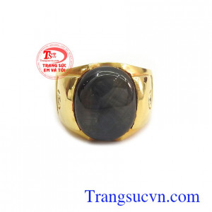 Nhẫn nam vàng 14k gắn Sapphire thiên nhiên sang trọng, đẳng cấp, đeo hợp thời trang và phong thủy