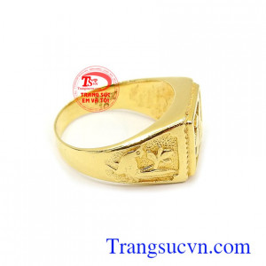 Nhẫn nam vàng tây thiết kế và chế tác tinh tế, đeo hợp thời trang và sang trọng dành cho nam, chiếc nhẫn vàng tây sáng bóng chất lượng vàng đảm bảo chất lượng