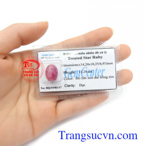Ruby sao ép vỉ may mắn là viên đá tượng trưng cho Mặt Trời, quyền lực, tự do, may mắn và vui vẻ, giúp người đeo gặp nhiều tài lộc, may mắn và bình an trong cuộc sống