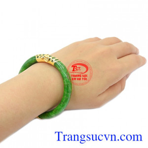 Vòng ngọc cẩm thạch bọc vàng 14k đẹp.