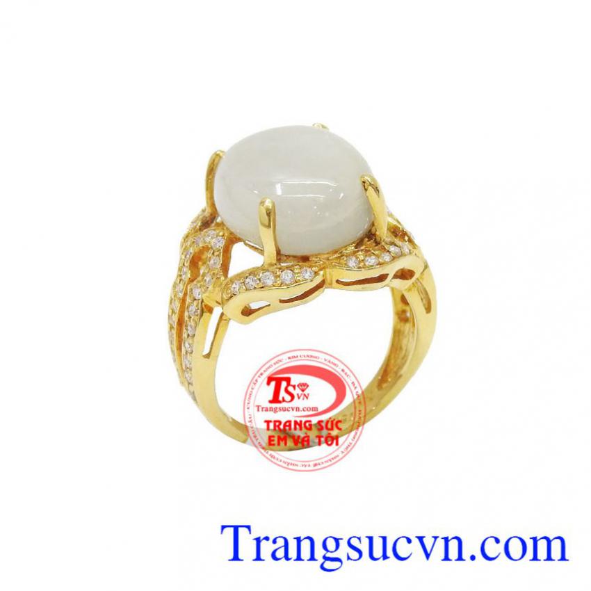 Nhẫn vàng nữ đá quý sapphire trắng