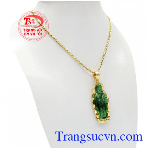 Bộ dây chuyền đức mẹ ban ơn vàng 14k được chế tác từ vàng 14k và ngọc cẩm thạch thiên nhiên