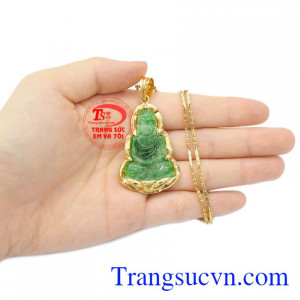 Có giấy kiểm định. Bộ dây chuyền mặt Phật bọc vàng