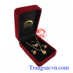 Bộ trang sức nữ đá quý tinh xảo, thời trang Bộ trang sức Sapphire bình an